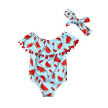 Citgeett Watermelon Newborn Baby Girl Summer Cotton Ruffle Bodysuit Collar Sleeveless Jumpsuit Print Outfit Casual Clothes 2024 - buy cheap