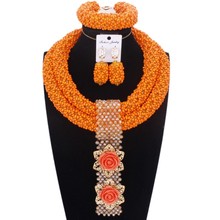 2019 Ladies Jewellery Set Orange Bold Designer Godki Bridal Jewelry Sets Handmade Crystal Beads Necklace Set Free Shipping Dubai 2024 - buy cheap