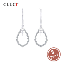 CLUCI 3 pair wholesale Silver 925 Zircon Earrings For Women Pearl Mounting  925 Sterling Silver Water Drop Earrings SE112SB 2024 - buy cheap