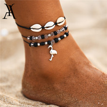 Boho Ocean Beach Sea Shell Cowrie Ankle Bracelet Multi Layer Beads Adjustable String Macrame Mussel Seashell Anklets for Women 2024 - buy cheap