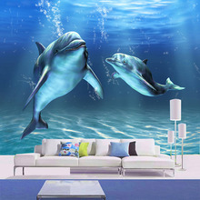 Custom Photo Wall paper 3D Stereoscopic Marine Dolphin Large Mural Bedroom Living Room TV Background Decor Non-woven Wallpaper 2024 - buy cheap