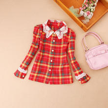 2019 Autumn school girls blouse children clothing girls clothes fashion plaid cotton blusas child shirt kids clothes 2-16Y 2024 - buy cheap