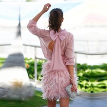 Vestido de cóctel, rosa, blush, comprimento do joelho 2019, vestidos de coquetel, 34 mangas, vestido feminino 2024 - compre barato