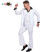 Retro Night Fever Dancer 80s Disco Dance Costume Men Fancy Dress Club Clothes Halloween Costume Adult Vintage Performance Outfit 2024 - buy cheap