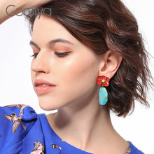 Comiya Drop Earrings For Women Flower Shape Vintage Jewelry From India Aretes De Mujer Long Acrylic Geometric Dangle Earring 2024 - buy cheap