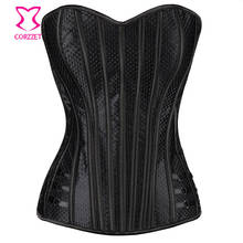 Black Satin& Fishnet Lace Steampunk Korsett For Women Sexy Corset Burlesque Gothic Clothing Espartilhos E Corpetes Emagrecimento 2024 - buy cheap