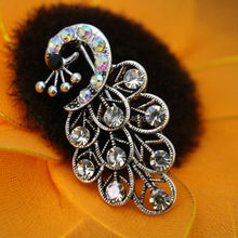 Hot Sale Glisten Rhinestone Brooch Wedding Breastpin Flower Brooches Crystal Glass Beaded Peacock Gifts 24*46mm Jewelry making 2024 - buy cheap