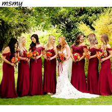 Summer Garden Burgundy Bridesmaids Dresses for Western Country Weddings Boho Elegant Off Shoulder Appliqued Long Wedding 2024 - buy cheap