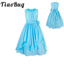 TiaoBug Flower Girls Dresses For Weddings Princess Tutu Chiffon Bow Kids First Communion Party Formal Pageant Summer Dress 2024 - buy cheap