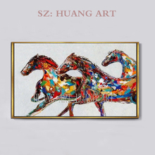 Free shipping high quality animal horse painting abstract modern red knife of handmade oil paintings on canvas 2024 - buy cheap