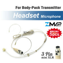5pcs Headset Headworn Professional Condenser Microphone Mini 3pin XLR TA3F plug Mic Mike for Shure Wireless Bodypack Transmitter 2024 - buy cheap