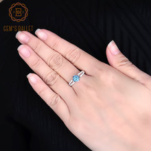 GEM'S BALLET 1.05Ct Round Natural Swiss Blue Topaz Gemstone Ring 925 Sterling Silver Simple Ring for Women Gift Fine Jewelry 2024 - купить недорого