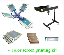 FAST and FREE shipping! 4 color silk screen printing kit flash dryer t-shirt printer stretched frame squeegee 2024 - buy cheap