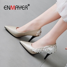 Enmayer-sapato de salto alto básico feminino, recém-chegado, bico ponteiro, slip-on, sexy, festa, tamanhos 34-43, ly2458, 2019 2024 - compre barato