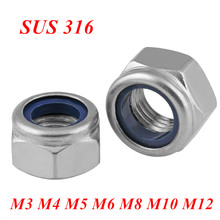 100pcs 316 Stainless Steel DIN985 M3 M4 M5 M6 M8 M10 M12 Nylon Insert Hex Lock Nuts A4 Hexagon Nylon Self Locking Nut Locknuts 2024 - buy cheap