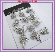 Plata color cristal mini Pasadores broche señora collar broche Pasadores 12 unids diseños mezclados broche 2024 - compra barato