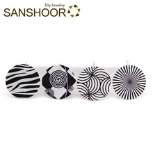SANSHOOR 6cm Large Printing Wooden Drop Earrings White Black Color Bohemian Jewelry As Women Valentine's Day Gifts 8pairs 2024 - buy cheap