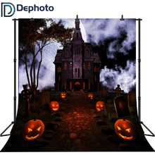 Dephoto sem costura vinil halloween abóbora forma rua luz sombrio castelo fundos para fotografia estúdio backdrops 2024 - compre barato