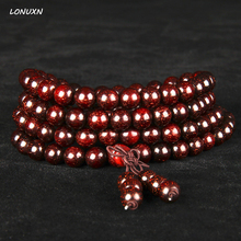 12 styles authentic India Natural Lobular Red Sandalwood wooden Buddha 108*8mm Beads Bracelets Golden Star Old Material Jewelry 2024 - buy cheap