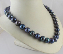 Free shopping! VERY PRETTY TAHITIAN NATURAL 9-10MM BLACK PEARL NECKLACE 18" 2024 - buy cheap