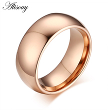 Moda rosa ouro cor 8mm titânio aço amante noivado anel de casamento nenhum fade melhor presente anéis de dedo para o amor 2024 - compre barato