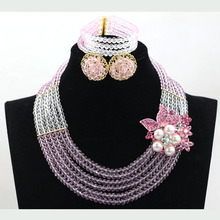 Shining Pink New Arrial  African Wedding  Jewelry  Set Unique Design  Costume Jewelry  Sets   Handmade  Free Shipping hx325 2024 - buy cheap