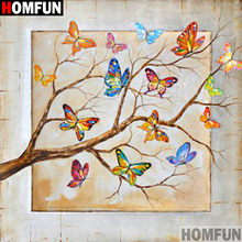 Homfun quadrado completo/broca redonda 5d diy pintura diamante "árvore borboleta" bordado ponto cruz 5d decoração de casa a01408 2024 - compre barato