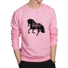 Preto cavalo hoodies a estrela da sorte cavalo moletom legal animal streetwear hip hop roupas de moda casual algodão hoodie masculino 2024 - compre barato