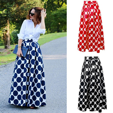 2019 Vintage High Waist Polka Dots Printed Maxi Skirt Fall Casual Elegant Long Women Skirt Pleated Skirt Falda Saia Plus Size 2024 - buy cheap