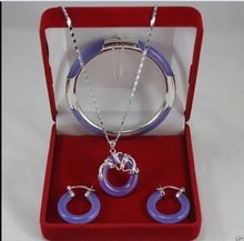 Purple jewerly  dragon pendant earrings bracelet Jewelry set fuyj jade crystal Jewelry 2024 - buy cheap