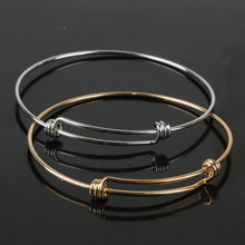 Wholesale 2pcs 7CM Gold/Rhodium Adjustable Expandable Copper Bangle Bracelet Fashion Wire Bracelets bangle for Women Jewelry 2024 - buy cheap