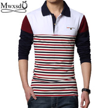 Mwxsd brand casual mens striped cotton polo shirts spring autumn men patchwork polo shirt slim fit M-3xl 2024 - buy cheap