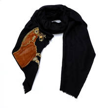 Amorita ручная вышивка из бисера мохер изображение животного лошади новый дизайнер шарф 2024 - купить недорого