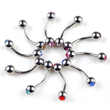 60X Crystal Barbell Bar Belly Button Ring Nipple Tounge Body Piercing 316L Stainless steel Body jewelry Wholesale 2024 - купить недорого