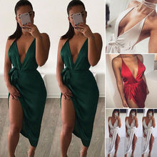 Vestuário das Senhoras Das mulheres Vestidos Bandage Bodycon Sem Mangas Com Decote Em V Profundo Partido Mulheres Vestido New Sexy 2024 - compre barato