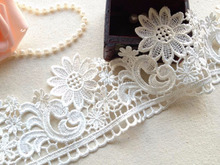 5 yards Ivory Flower Embroidery Venice Lace Trim for Bridal, Millinery, Headbands, Costume design 2024 - buy cheap