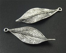 15 шт., серебряные подвески в виде листьев, 16 х49 мм 2024 - купить недорого