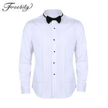 Men's French Cuff Tuxedo Shirt Solid Color Wing Tip Collar Shirt Men Long Sleeve Dress Shirts Formal Wedding Bridegroom Shirt 2024 - buy cheap
