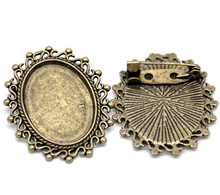 DoreenBeads Antique Bronze Oval Cameo Frame Setting Brooches 3.5x3cm(Fit 24.5x18mm), 10PCs (B16582) 2024 - buy cheap