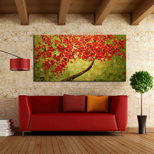 Pintura al óleo de flor roja hermosa para decoración del hogar, pintura abstracta de árbol sobre lienzo, cuadro de flores, arte de pared, bonito regalo, Envío Gratis 2024 - compra barato