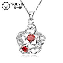 N127-B Fashion necklace hollow carved rhinestone silver plated wedding necklace women jewelry 2024 - buy cheap