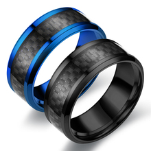 Романтическое мужское кольцо из нержавеющей стали, модное кольцо из углеродного волокна, женское кольцо для пары, черное мужское ювелирное изделие, аксессуары 8 мм 2024 - купить недорого