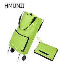 HMUNII Brand Folding Shopping Bag Shopping Trolley Bag on Wheels Bags on Wheels Buy Vegetables Shopping Organizers Portable Bag 2024 - buy cheap
