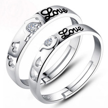 100% 925 sterling silver hot sell love letter lovers`couple rings jewelry wholesale female men open finger ring drop shipping 2024 - buy cheap