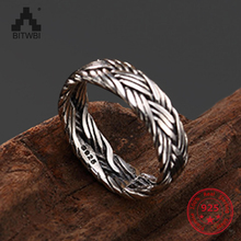 925 Sterling Silver Adjustable Ring Antique Unique Hand-woven Men Women Couple Ring Vintage Twist Rings Fashion Jewelry Gift 2024 - buy cheap