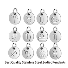 120pcs/lot Wholesale Twelve Constellations Pendants Total 10sets, 10pcs Per Sign DIY Zodiac Charm Stainless Steel Accessories 2024 - buy cheap