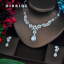 HIBRIDE Elegant Flower Shape AAA CZ Jewelry Sets For Women Luxury Necklace Set Wedding Dress Accessories Party Show Gifts N-459 2024 - buy cheap