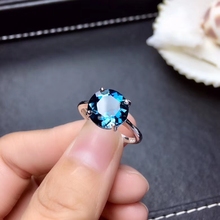 classic ocean blue color natural Topaz ring 925 sterling silver certified natural gem pure clean ring attractive engagement ring 2024 - buy cheap