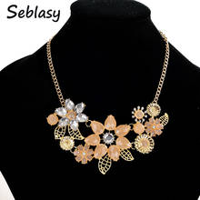 Seblasy Hot Sale Crystal Leaves Flowers Choker Necklaces Pendants for Women High Quality Valentine's Day Jewelry Gifts Femme 2024 - buy cheap