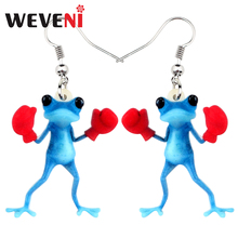 WEVENI Acrylic Boxer Blue Frog Earrings Drop Dangle Funny Novelty Animal Jewelry For Women Girls Gift Accessories Wholesale 2019 2024 - buy cheap